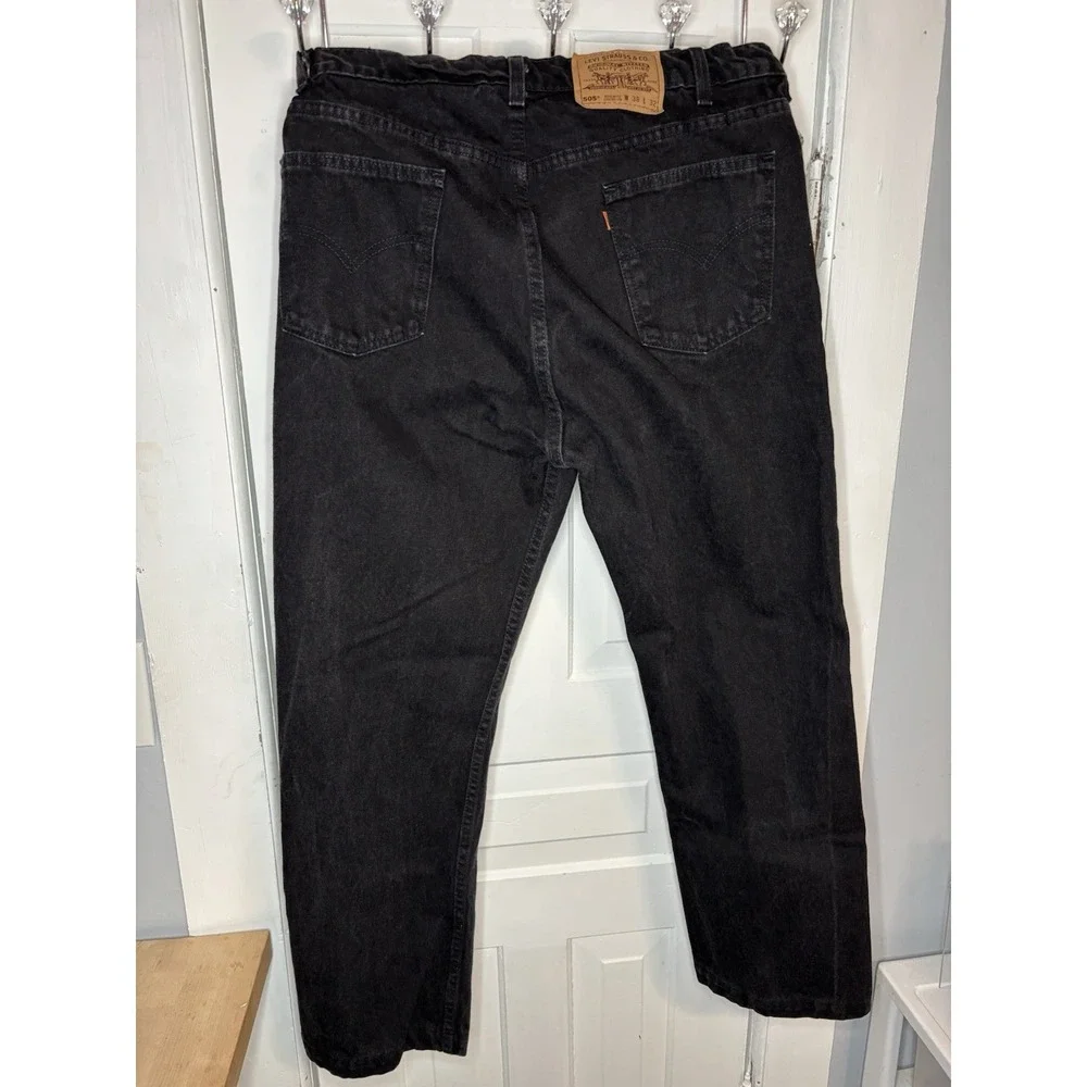VTG Levi's 505 Men's 38x32 Black Denim Jeans Orange Tag Reg. Straight *SeeDesc*